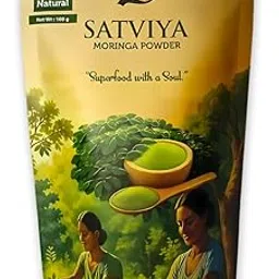Satviya Organic Moringa Powder 100g x 2 | 100% Pure Natural Moringa Leaf Powder | Ayurvedic Superfood for Immunity, Energy, Detox & Wellness | Herbal Plant Protein Supplement image 1