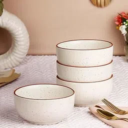 The Earth Store White Marble 500ML Ceramic Bowl Dishwasher & Microwave Safe Bowl Mixing Bowl for Snacks, Pasta, Rice, Dal, Fruits, Salad, Noodles, Maggi and More Snack Bowl- Set of 4-image-30
