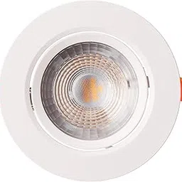 Wipro Garnet 9W Round Led Wave Spotlight|Cob Spotlight for Ceiling|Warm White Light (2700K)|Adjustable Design|Recessed Tiltable Downlighter for False Ceiling|Cutout-100 Mm|Pack of 10 image 1