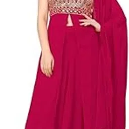 Women's Georgette Regular Ethnic Wear Kurta with Embroidery Work Traditional Indian Clothing for Lehenga Cholis Women-image-23