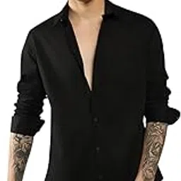 happyou Men Solid Slim Fit Cotton Blend Casual Shirt | Office Wear All Season Shirt-picture-45