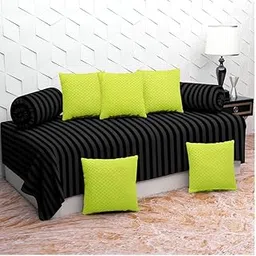 Jyotaksh Printed Diwan Set Glace Cotton Cloth Quality Designer Printed 8 Pieces Standard Size 60x90 Inches Diwan Set (1 Single Bedsheet, 2 Bolster Covers, 5 Cushion Covers) AI- 03-image-1