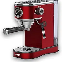 Budan Bolt Espresso Machine | 15-Bar Pump | Milk Frother Wand for Espresso, Cappuccino, Latte & Mocha | Adjustable Frothing | Stainless Steel | Glossy Red | 1-Year Home Use Warranty-image-0