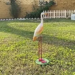 Small Crane Metal Leg for Home Decor, Garden Decor, Resin showpiece, Room Decor(Metal Leg Crane showpiece Pack of 1, Multi Colour) image 1
