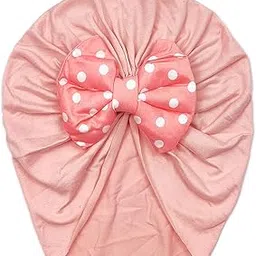 RedChimes Premium Soft Fabric Polka Bow Head Wrap Super Stretchable Headband Hair Accessories For Baby Toddlers Pack of 1 Pc (Light pink)-picture-26
