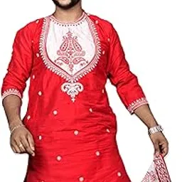 Traditional Men's Embroidered Only Kurta with Contrast, Blue, Ethnic Festival Wear-picture-19