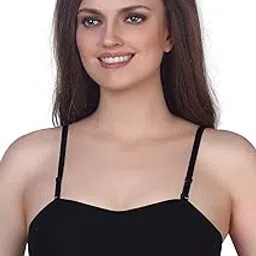 vstar She knitted crop top bra for women, Molded crop top bra with full coverage, seamless bra with detachable & additional transparent straps-picture-26