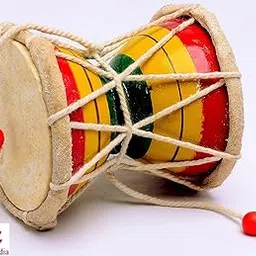 AONA Leather Wood Drum Dumroo 2.8"Dia 3"Ht Indian Folk Craft Gift-picture-41