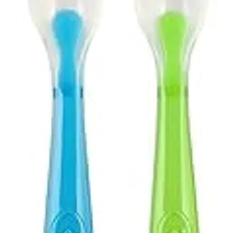 Baby Feeding & Oral Care Combo | 2 Soft‑Tip Baby Spoons + 1 Finger Toothbrush with Protective Case | Newborn & Toddler Essentials (Baby Spoon (Blue & Green) + 1 Finger Brush Case (Pink))-picture-49