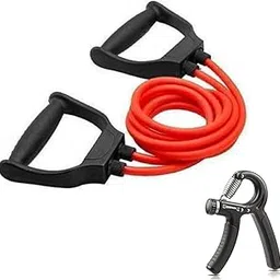 ZENITRAIN Double Toning Tube 25 Kg| Counter Hand Gripper| Full Body Workout| Exercise Equipment Resistance Tube| Comfort Handles Latex Hand Grip| Combo Fitness Kit-picture-18