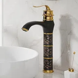 B Backline Basin Mixer Tap | Bathroom Basin Faucet | Pillar tap for Basin | Hot & Cold Basin Taps for Bathroom & Livingrooms (Black Gold 2 Long Body)-picture-15