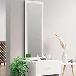 Furnilife Dressing Table with Mirror and 1 Drawer for Bedroom - White Color(WxHxD): 60x180x49 cm, Suitable for Bedroom, Laundry Room, Closet, etc.-picture-25
