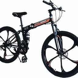 MTB Foldable Alloy Wheel Black Mountain Bike with 26X4 Inch Tyres Folding Bike for Adults with 21 Gears (Frame - 26 Inch)-image-29