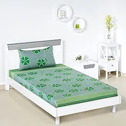 Amazon Brand - Solimo Polycotton Dreamy Green Single Bedsheet with 1 Pillow Cover,Multicolor,95 GSM,144 TC-image-6