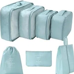 (Multicolor) Travel Organizer 7 in 1 Travel Laundry Cosmetics Luggage Packing Organizers Set Makeup Bags Organizer Packing Cubes with Shoe Bag for travel, Nylon 7-in-1-cactus0803 SB-P8298-image-32