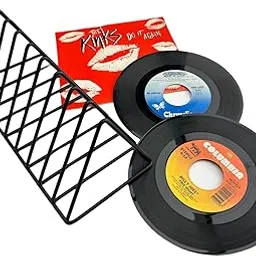 45rpm Vinyl Record Storage Rack - Premium 7inch Holder Stand Metal Wire Display Holds up to 50 Album Lp's - Simple and Contemporary Shelf Concept Design for 7" Records-picture-24