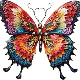 STYLEHEAVEN Metal Butterfly Wall Art Decor Outdoor Fence Decor for Yard Farmhouse Garden 40cmx38cm-picture-15