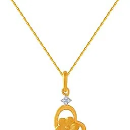 p.c. chandra jewellers 14k (585) Yellow Gold and American Diamond Pendant for Women-picture-10