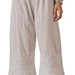 ada Women High Rise Hand Embroidered Lucknowi Chikankari Ethnic Wear Straight Cotton Palazzo Pants A711170-picture-20