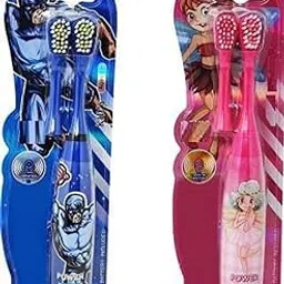 RavSo-Sonic Battery Powered Electric Toothbrush Extra Toothbrush Head Electric Toothbrush Kids Girls Boys (Combo Of Pink & Blue), 2 pieces-image-54
