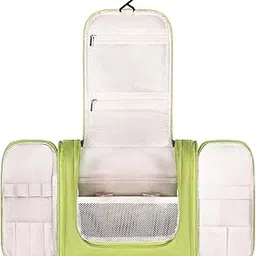 Viulvuk Multifunctional Extra Large Cosmetic Bag for Women | Durable Toiletry Bags with Hook for Hanging | Makeup brushes Pouches for Travel | Waterproof Grooming Kit Storage organizer for Men (GREEN)-image-99