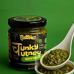HATTKE Chunky Chutney - Nutty Thecha, Maharashtrian Style Spicy Peanut Garlic Green Chilli Chutney, All Natural, No preservatives. 175g-picture-43