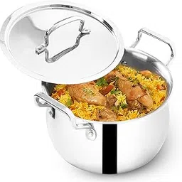 The Indus Valley Triply Stainless Steel Stock Pot with SS Lid/Briyani Pot Handi Shaped/Casserole | 24cm/ 9.44 inch, 6.5Ltr, 2.42kg | Induction Friendly | 100% Toxin-Free-picture-29