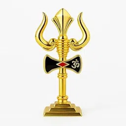 Golden Trishul Idol | Lord Shiva Murti with Damru & Om | Mahadev Trident for Car Dashboard, Home Temple & Office | Spiritual & Vastu Decor, Pooja Idol, & Festival Gift-picture-11