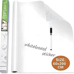 NAITIK CREATION White Board Sticker for Wall with 1 Marker for School, Office, College, Self Adhesive Removable Whiteboard Sticker Wall Decal Wallpaper (60X200Cm), Vinyl-picture-14