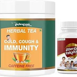 AROGYAM AYURVEDA Herbal Tea For Cough, Cold & Immunity and Ayurvedic Allergy Rakshak Tablet Combo (60 Tablets,100gm)-picture-40