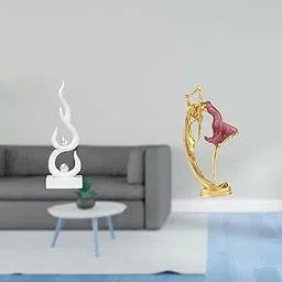 MERISHOPP Abstract Resin Flame and Ballet Dancer Figurine Modern Sculpture Ornament for Office Desk Patio Bookshelf Bedroom Home Decoration Gift-image-62