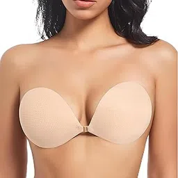 Sticky Adhesive Bra Strapless Invisible Push up Silicone Bra for Backless Dress- C Cup.-image-3