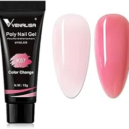 Venalisa Poly Builder Gel - Poly Nail Gel, 15g Acrylic Polish Extension, Transparent Camouflage, Manicure and Pedicure Art (Poly-15g-K57)-image-61