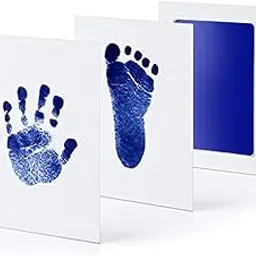 Grab Classy Safe Inkless Baby Handprint And Baby Footprint Ink Pad With Imprint Cards 100% Non-Toxic & Mess Free Safe For Newborn Baby And Toddlers (Dark Blue, 6-12 Months) - 1 Count-picture-11