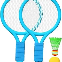 Merishopp Kids Badminton Tennis Set for Kids for Beginner Players Indoor Outdoor Beach Blue-image-17