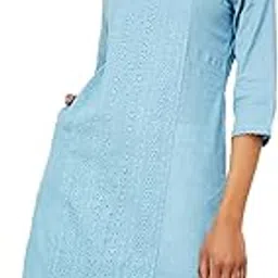 Women's Cotton Regular Fit A Line Slub Regular A-Line Flared Kurta-image-88