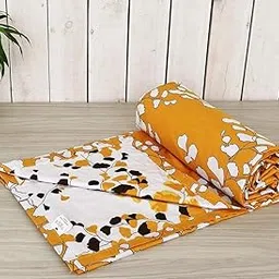 Trance Home Linen® Pure Malmal Cotton Multipurpose Baby Dohar | 3-Layered Baby Swaddle | Soft -Lightweight Baby Blanket | Crib Blanket (Age : 0-2 Year - 140cm x 100 cm - Mustard White Leaves)-image-16