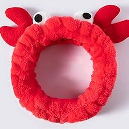 infispace Plush Crab Spa Headband For Girl's & Women's | Soft Red Facial Wash Band, Cute Animal Cosmetic Hair Band-picture-28