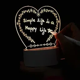 StarLaser Acrylic Message Board Lamp with 1 Pen Creative Keeps Notes Drawing Table lamp for Decoration | Erasable Rewritable Table Lamp | Office Home Decor Gift | Cute Night Lamp (Heart Shape)-picture-13