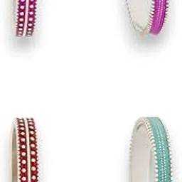 Women's & Girls Silver Tone Colourful Finger Ring Bands Combo Hand Accessories Traditional Jewellery Set for Navratri, Kanya Pujan & Birthday Return Gifts-image-43