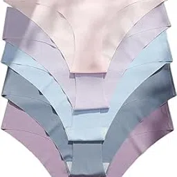 Women's No Show Underwear for Women Seamless High Cut Briefs Mid-Waist Soft No Panty Lines,Pack of 5-image-55
