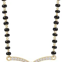 ornate jewels 925 Silver 18K Gold Plated American Diamond Flower Mangalsutra Black Beads Chain Necklace for Women & Girls | With Certificate of Authenticity and 925 Stamp | Life-time Warranty*-picture-40