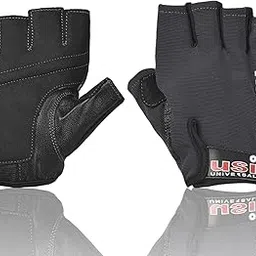 USI UNIVERSAL 733A Ambush Fitness Gym Gloves, Workout Powerlifting Gloves, Leather Polyester, Elastane Neoprene, Foam Construction, Suede Leather Palm (Large, Black)-image-5