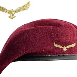 Shyam Export Club Unisex French Woolen Beret Cap, Traditional Army Style Cap, Rajputana Cap, Classic European Hat, Woolen Beret Cap, Che Guevara Cap Maroon image 1