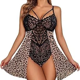 louryn koulyn Babydoll Nightwear Lingerie with Panty Short Transparent Nighty for Women Bra Panty Set for Women Baby Doll Night Dress Babydoll Lingerie for Honeymoon-picture-22