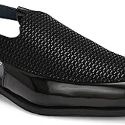 buskins Men's Woven Textured Peshawari Sandals, Black BA2606-picture-31