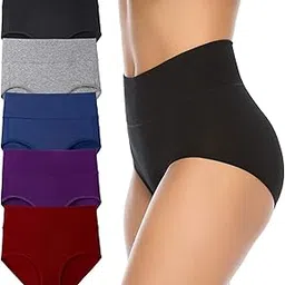 annenmy Women's High Waist Cotton Underwear Soft Brief Panties Regular and Plus Size-picture-40