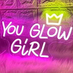 Wall Mitra You Glow Girl Neon Signs, Led Neon Signs for Wall Decor Sign Neon for Wedding Engagement, Led Neon Signs for Girls Bedroom Decor, Girls Room Decor Gift (15x8") Pink+Warm White-picture-25