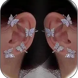luolinice Butterfly Ear Cuffs Rhinestone Butterfly Ear Cuff for Women Ear Cuffs Non Piercing Gold Ear Cuff Jewelry Gift for Women-picture-15