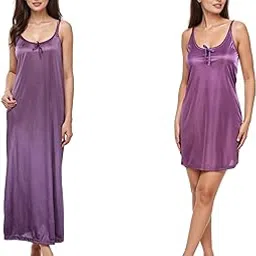 ananqe Women's Satin Short Nighty & Long Nightdress Combo Set for Women's Nightwear-picture-49